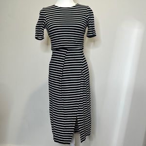 ASOS Black and White Striped Midi Dress